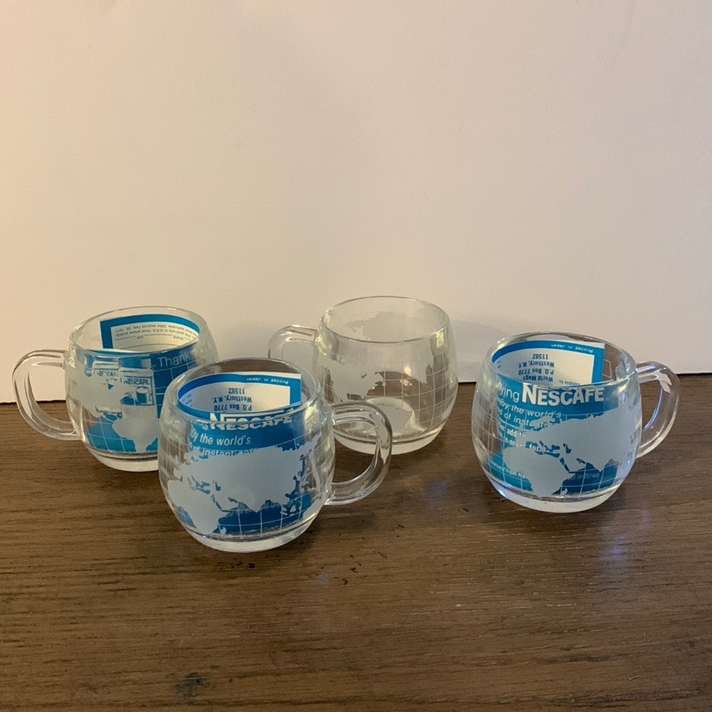 The Nestle Co., Inc. Nescafé Globe Set of Four Vintage Glass Mugs